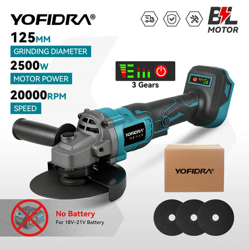 125mm Brushless Cordless Angle Grinder – 20,000 RPM High-Speed Cutting & Polishing Tool