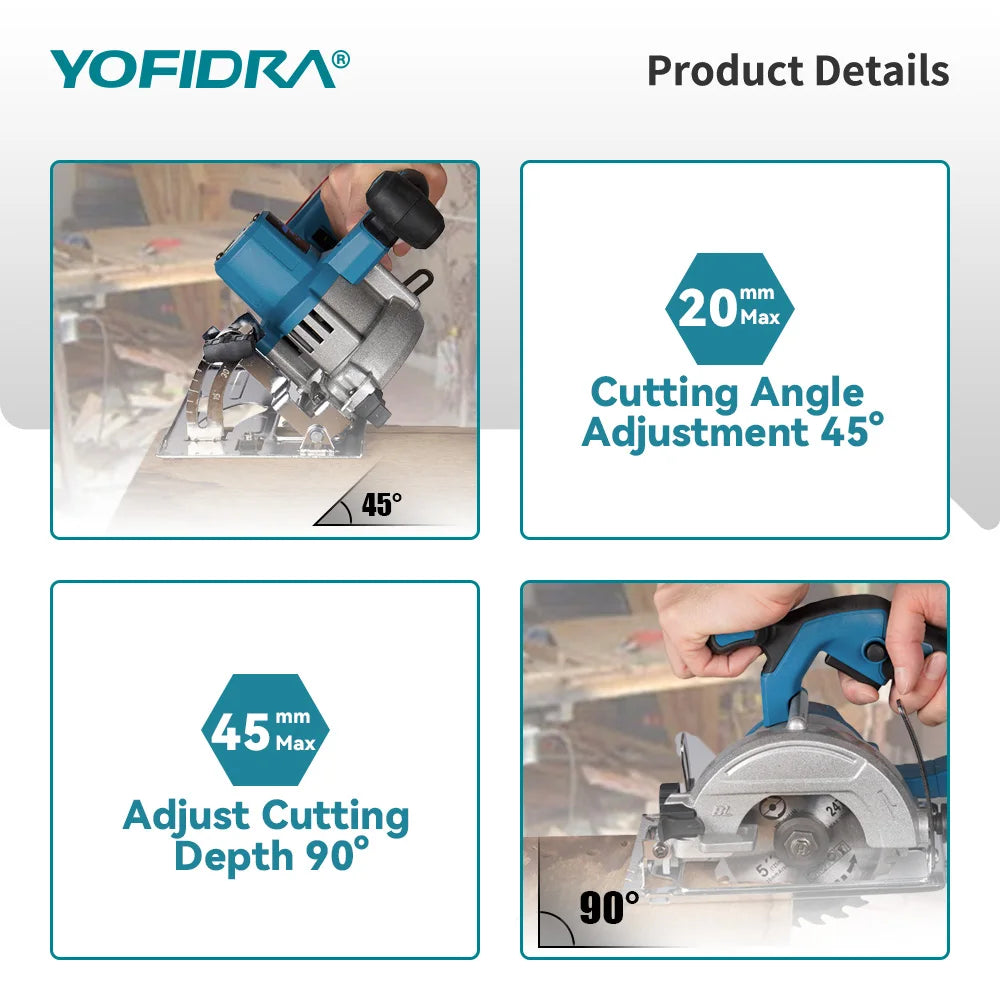 125mm Brushless Cordless Circular Saw – Wood Cutting Tool.