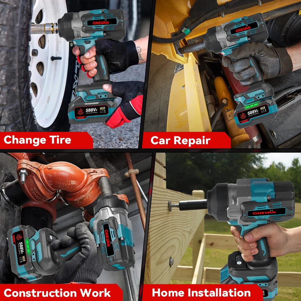 1/2″ Brushless Cordless Impact Wrench – High-Torque Electric Power Tool for Nut & Bolt Removal