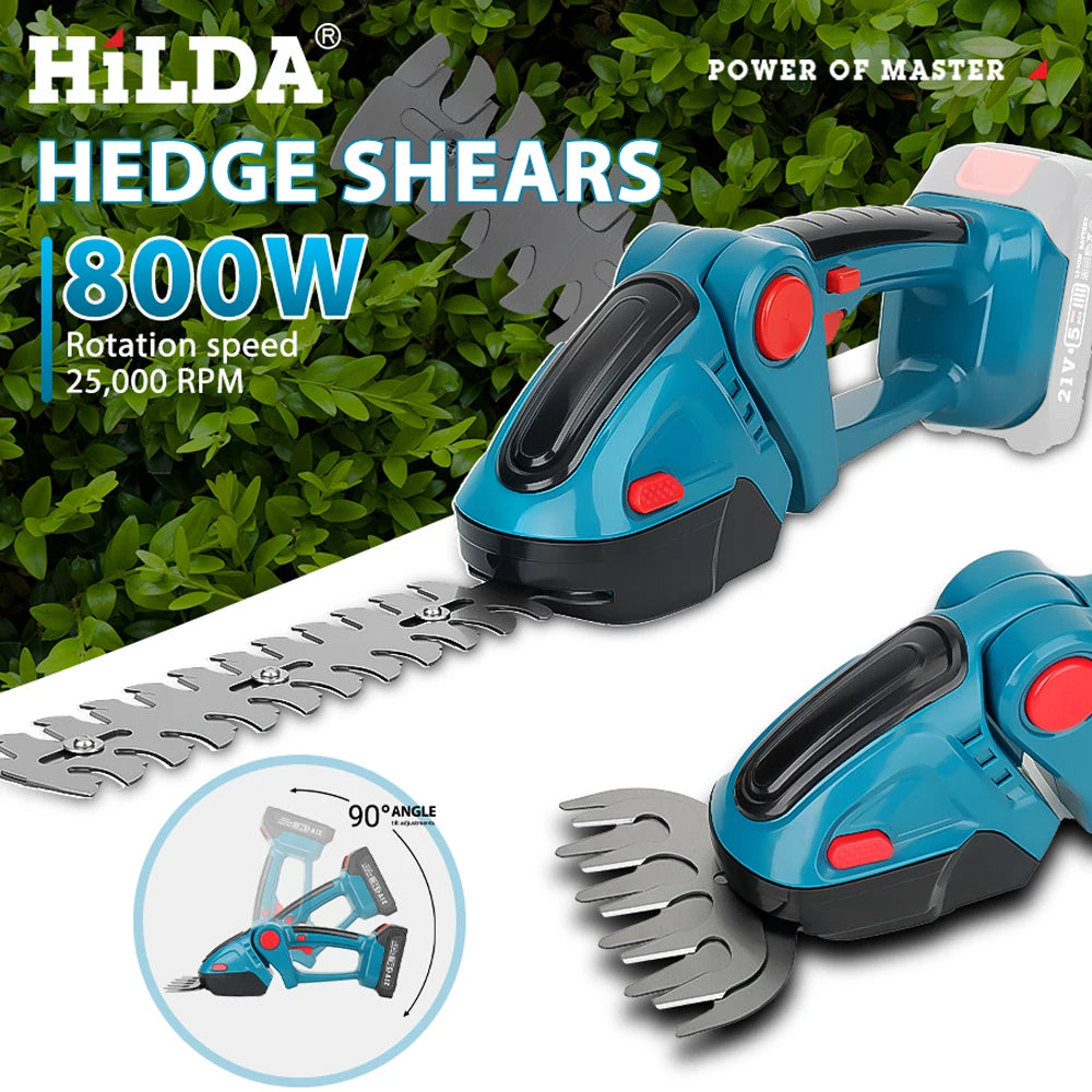 2-in-1 Cordless Hedge Trimmer & Grass Shear – Handheld Pruning & Shrub Cutting Tool