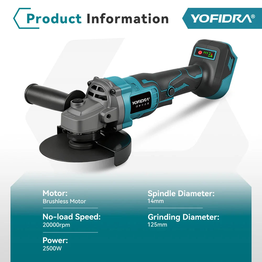 125mm Brushless Cordless Angle Grinder – 20,000 RPM High-Speed Cutting & Polishing Tool