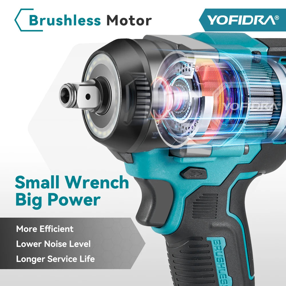1200 N·m Brushless Cordless Impact Wrench – 1/2″ Drive, 5-Gear High-Torque Power Tool.