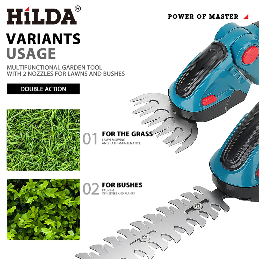 2-in-1 Cordless Hedge Trimmer & Grass Shear – Handheld Pruning & Shrub Cutting Tool