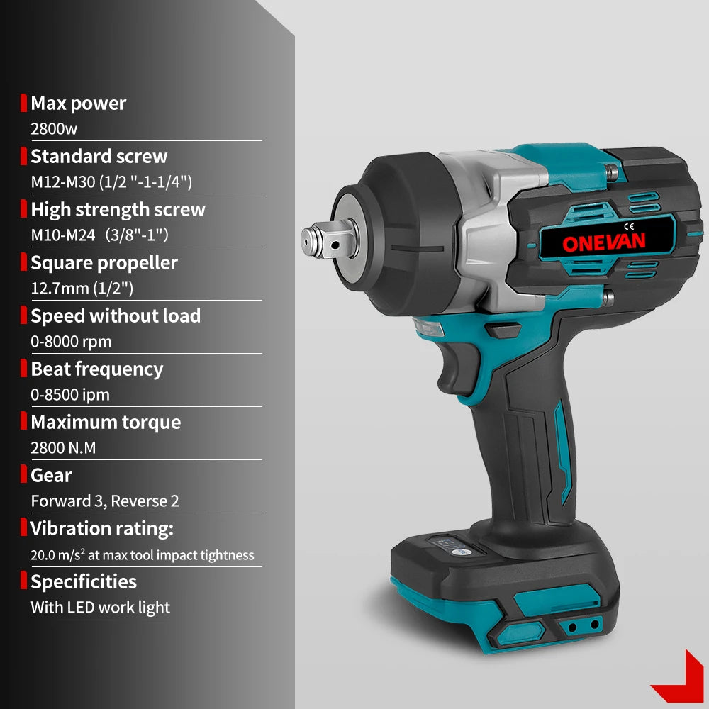 1/2″ Brushless Cordless Impact Wrench – High-Torque Electric Power Tool for Nut & Bolt Removal