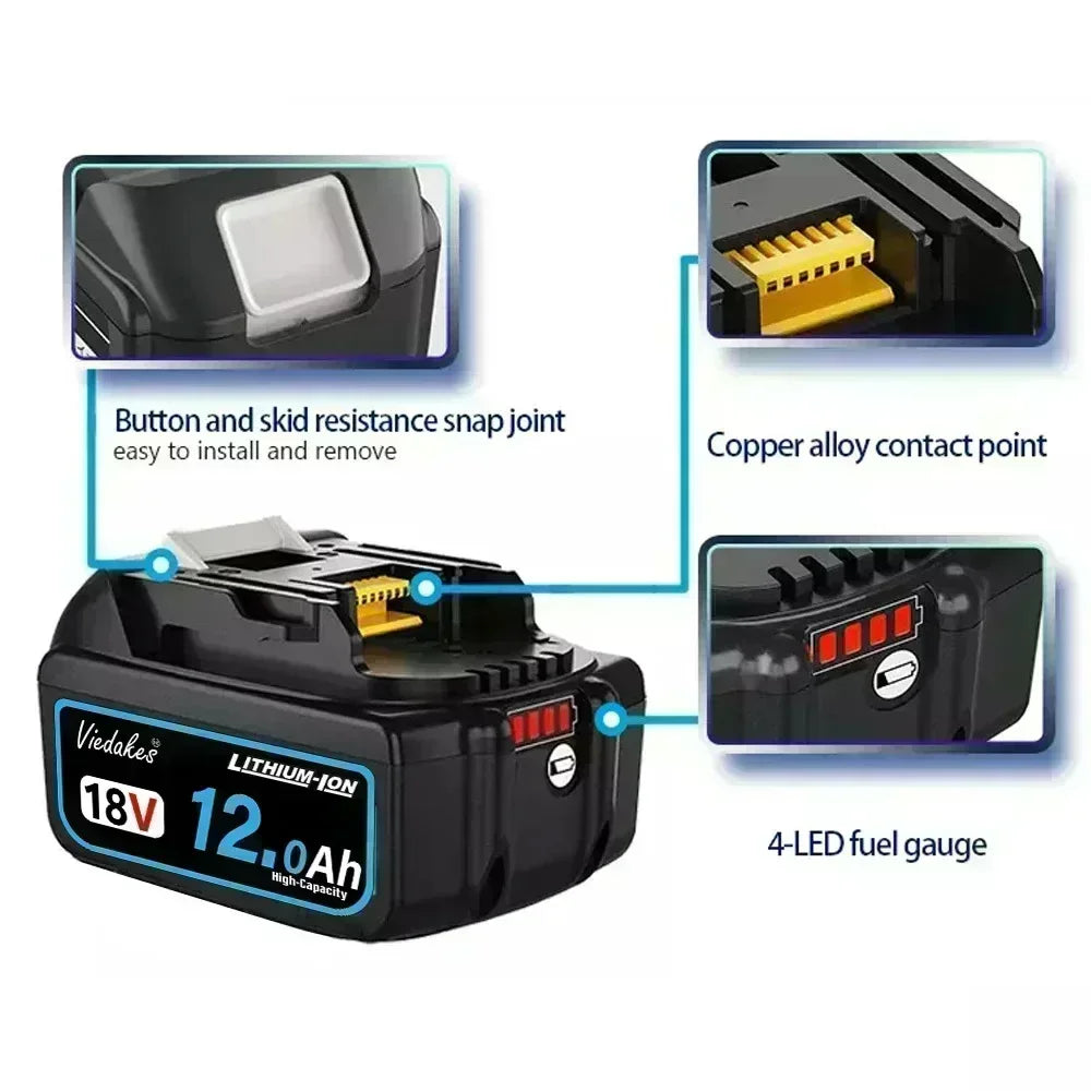 18V High-Capacity Power Tool Battery – 8Ah / 10Ah / 12Ah Rechargeable Lithium Battery
