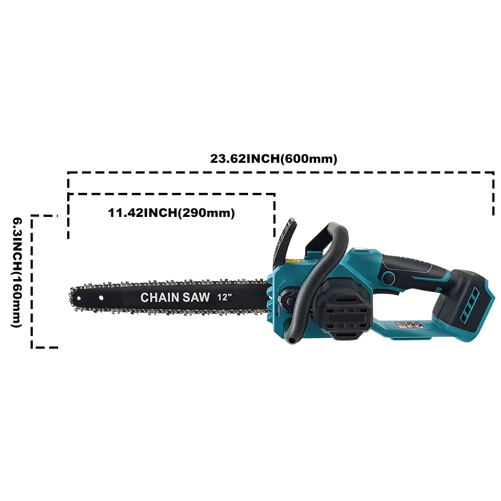 Brushless Cordless 12″ Electric Chainsaw – Rechargeable Wood Cutting Power Tool