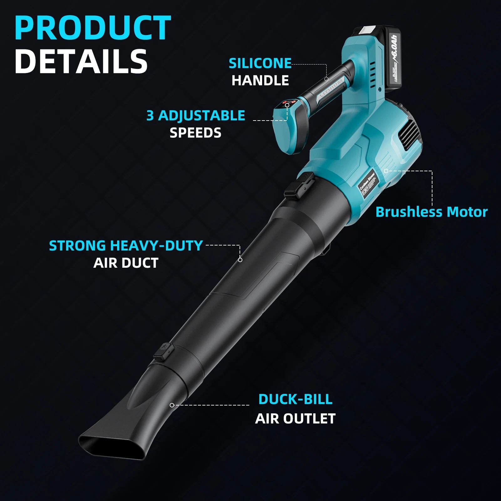 Brushless Cordless Leaf Blower for Makita 18V Battery – Handheld High-Power Air Blower for Garden & Dust Cleaning