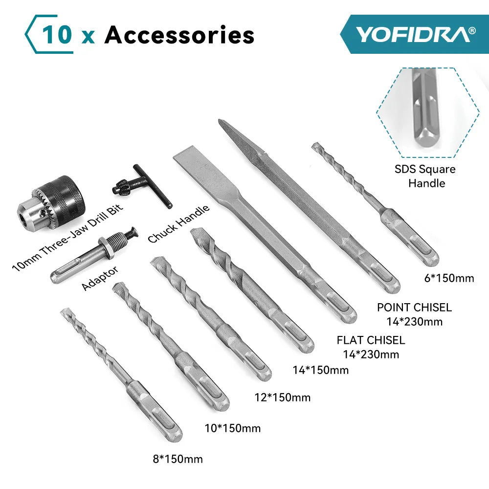 Cordless Brushless SDS Hammer Drill – Heavy-Duty Rotary Drill for Masonry & Concrete.