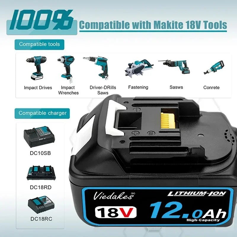 18V High-Capacity Power Tool Battery – 8Ah / 10Ah / 12Ah Rechargeable Lithium Battery
