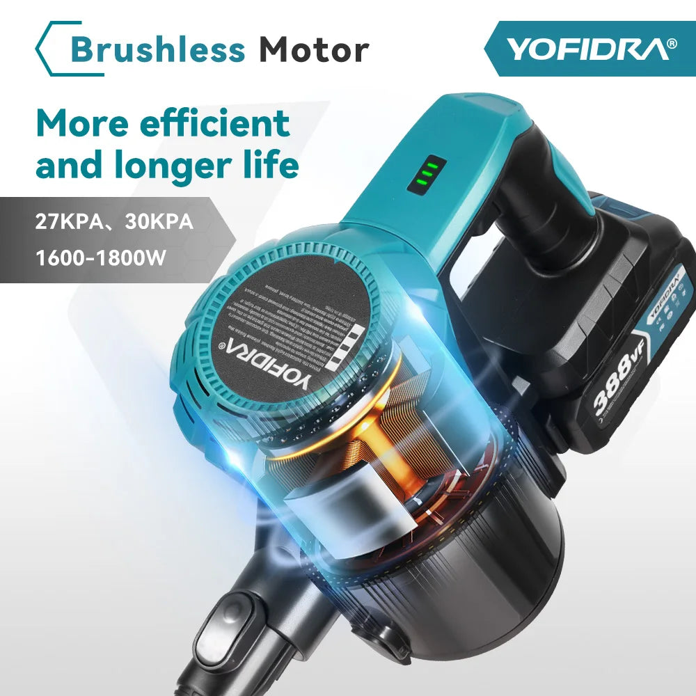 1.5L Brushless Cordless Electric Vacuum Cleaner – Rechargeable Handheld Dust Catcher