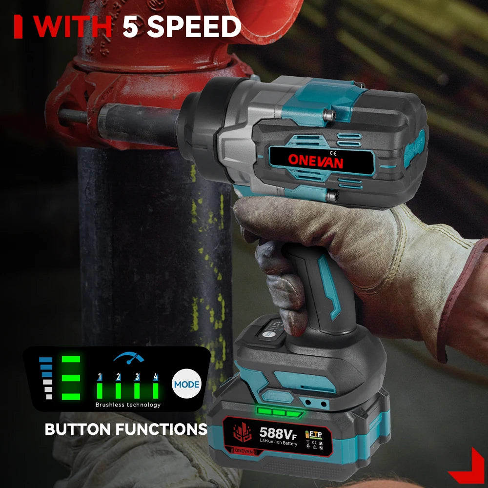 1/2″ Brushless Cordless Impact Wrench – High-Torque Electric Power Tool for Nut & Bolt Removal