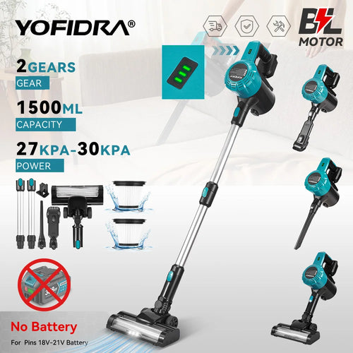1.5L Brushless Cordless Electric Vacuum Cleaner – Rechargeable Handheld Dust Catcher