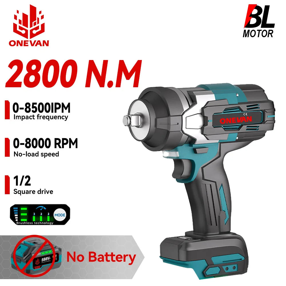 1/2″ Brushless Cordless Impact Wrench – High-Torque Electric Power Tool for Nut & Bolt Removal