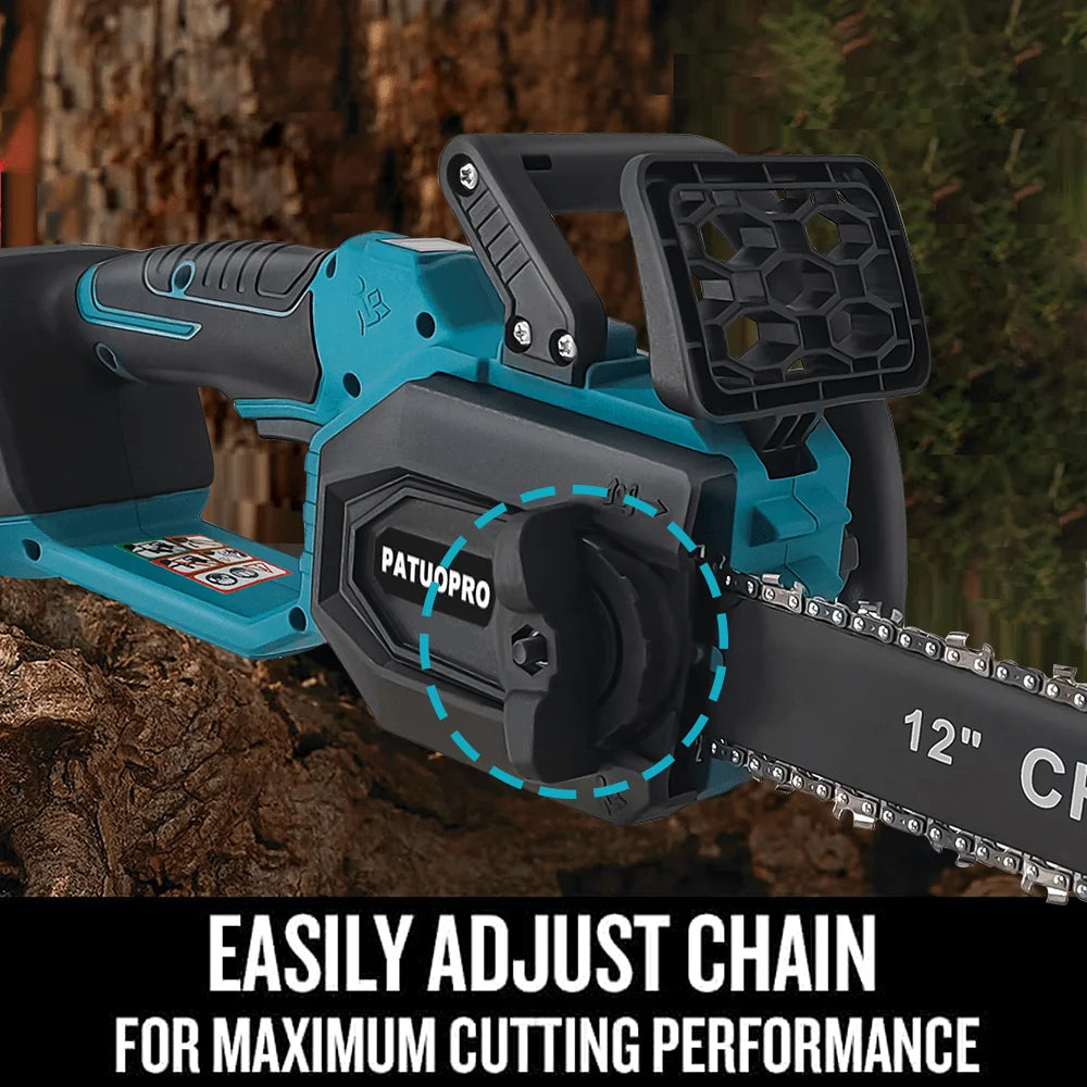 Brushless Cordless 12″ Electric Chainsaw – Rechargeable Wood Cutting Power Tool