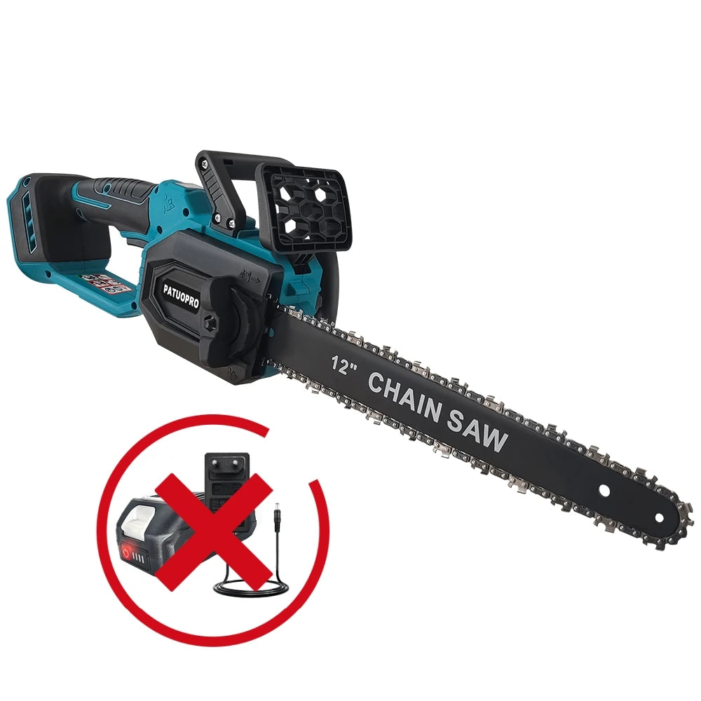 Brushless Cordless 12″ Electric Chainsaw – Rechargeable Wood Cutting Power Tool