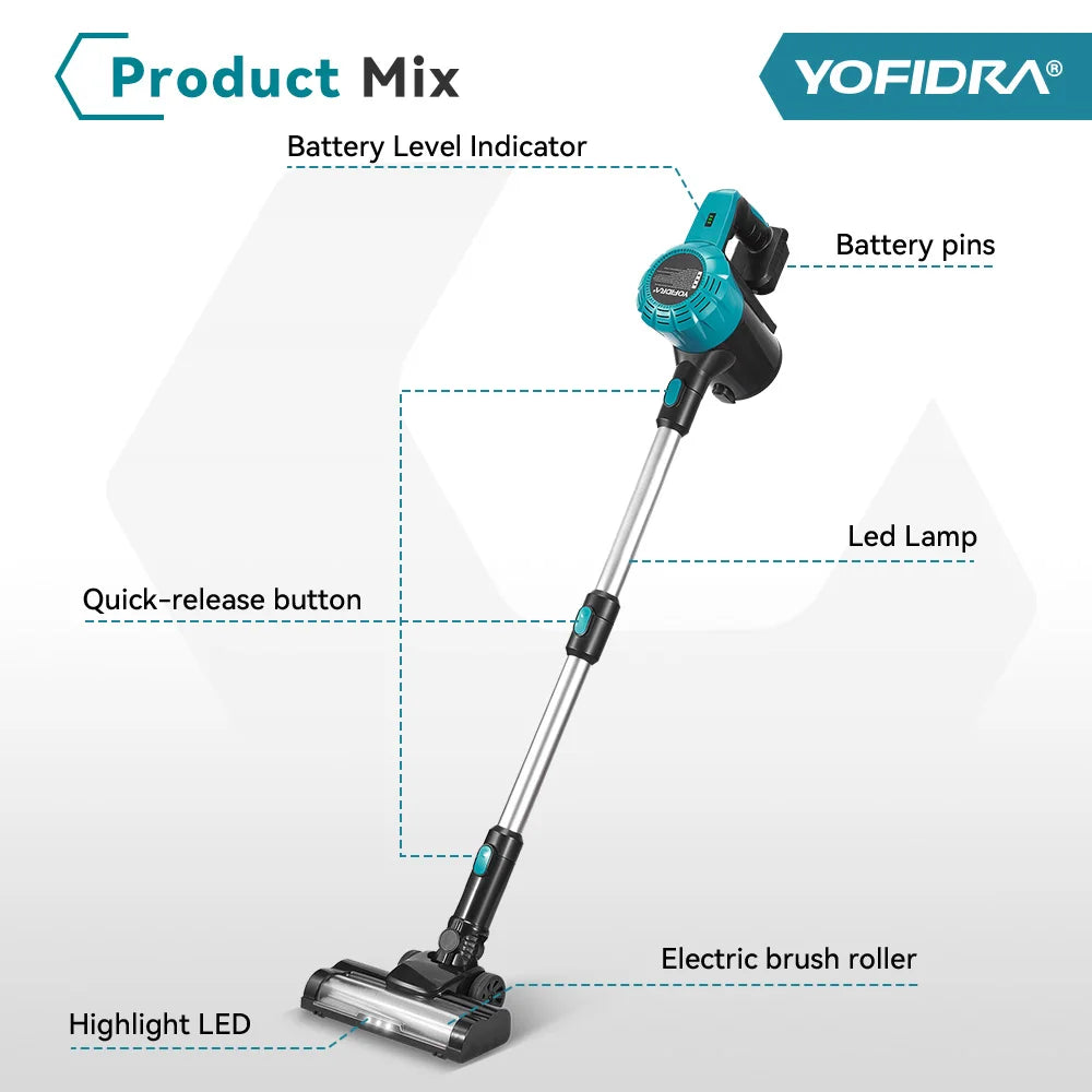 1.5L Brushless Cordless Electric Vacuum Cleaner – Rechargeable Handheld Dust Catcher